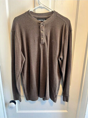 Wolverine Men's Long Sleeve Henley Brown Medium Like New